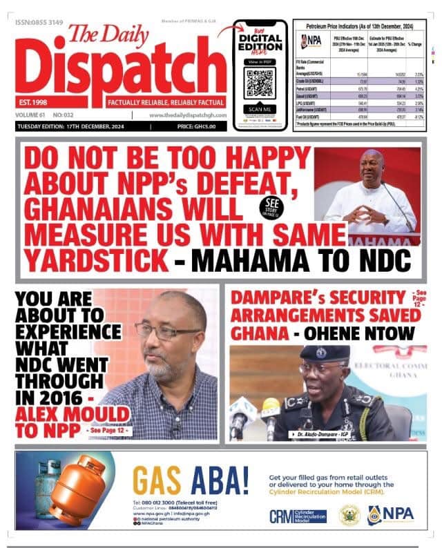 Atinka1047fm's tweet photo. Front Pages of Today’s Newspapers || Tuesday, 17th December 2024.
#TMGNEWS #newspapersheadlines #Atinka1047fm #AtinkaTv #TobincoMediaGroup
NDC MPs Kwesi Arthur Madueke LA PALM ROYAL BEACH HOTEL Ghana Police Isak Burna Ato Forson Shatta Wale So Bawumia Ashanti Region https://t.co/aFTEjd8UcR