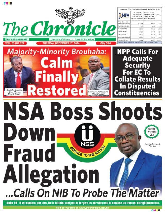 Atinka1047fm's tweet photo. Front Pages of Today’s Newspapers || Tuesday, 17th December 2024.
#TMGNEWS #newspapersheadlines #Atinka1047fm #AtinkaTv #TobincoMediaGroup
NDC MPs Kwesi Arthur Madueke LA PALM ROYAL BEACH HOTEL Ghana Police Isak Burna Ato Forson Shatta Wale So Bawumia Ashanti Region https://t.co/aFTEjd8UcR