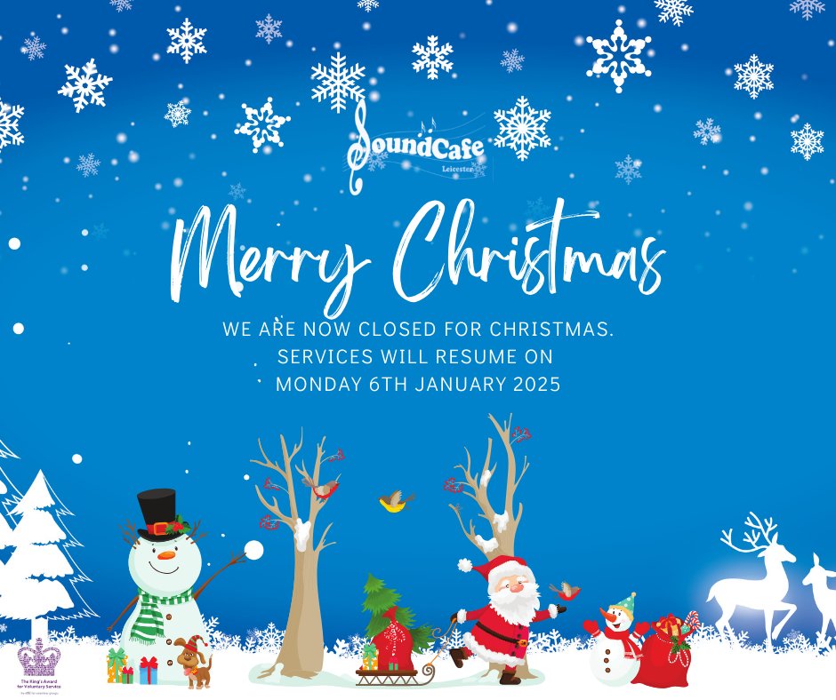 We are now closed for the Christmas and New Year break.
Sessions will resume on Monday 6th January 2025 at St Mary de Castro, Leicester.

Creative Cafe : 12.45-2.15pm
Choir: 2.15-3.15pm

We wish you all a very Happy Christmas and New Year.