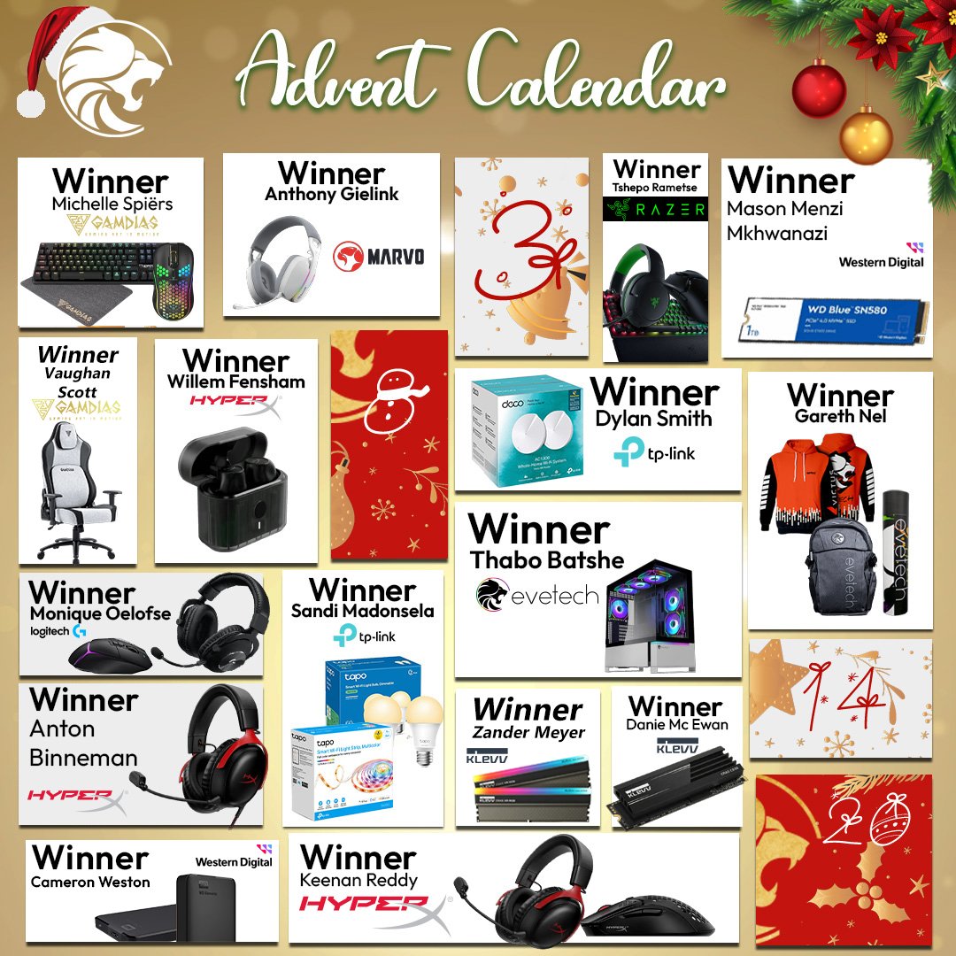 🎄20 DAYS 20 GIVEAWAYS : Congratulations to Tshepo Rametse - lucky winner of BOX 4 - They have snagged a Razer Huntsman V2 + Viper V2 Pro Gaming Mouse and Razer Kaira Pro Wireless Gaming Headset!

Day 17 : "The only person you are destined to become is the person you decide to
