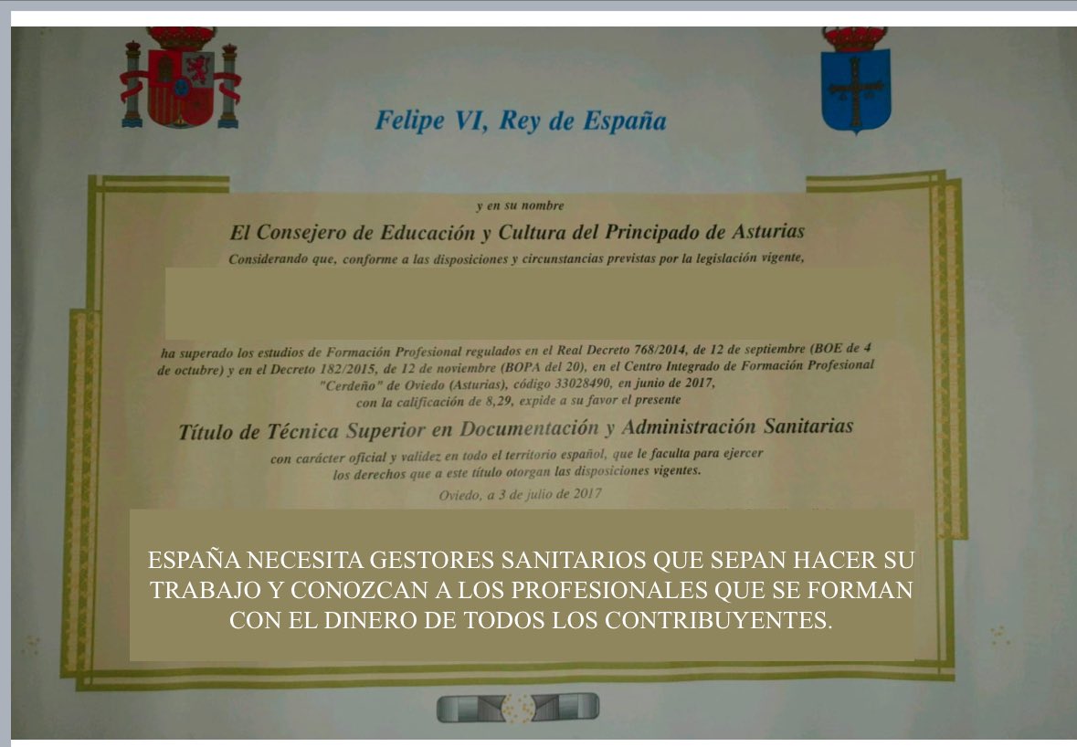 "España necesita #gestores #sanitarios que entiendan los perfiles que ya forma #Educación. Crear la figura del #AdministrativoSanitario cuando existe el Técnico Superior en Documentación y Administración Sanitarias #TSDyAS ¿Qué hacemos, eliminamos este título?"