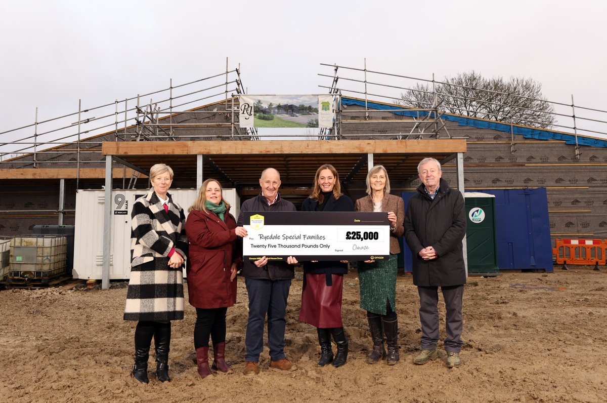 🎉 A huge thank you to Omaze for their generous £25,000 donation to Ryedale Special Families. This vital funding will help complete their new state-of-the-art centre, supporting over 400 local families with disabled children and funding two sensory rooms and therapy spaces,