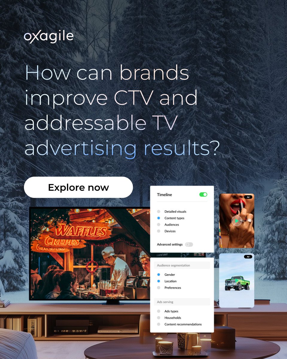 Oxagile's tweet image. 📺 Want to elevate your CTV & addressable TV ads?
It’s about understanding your audience, delivering the right message, and adapting to changing habits.
💡 Let’s explore how Oxagile can transform your strategy: oxagile.com/adtech/ctv-and…
#ctv #advertising #programmatic #oxagile