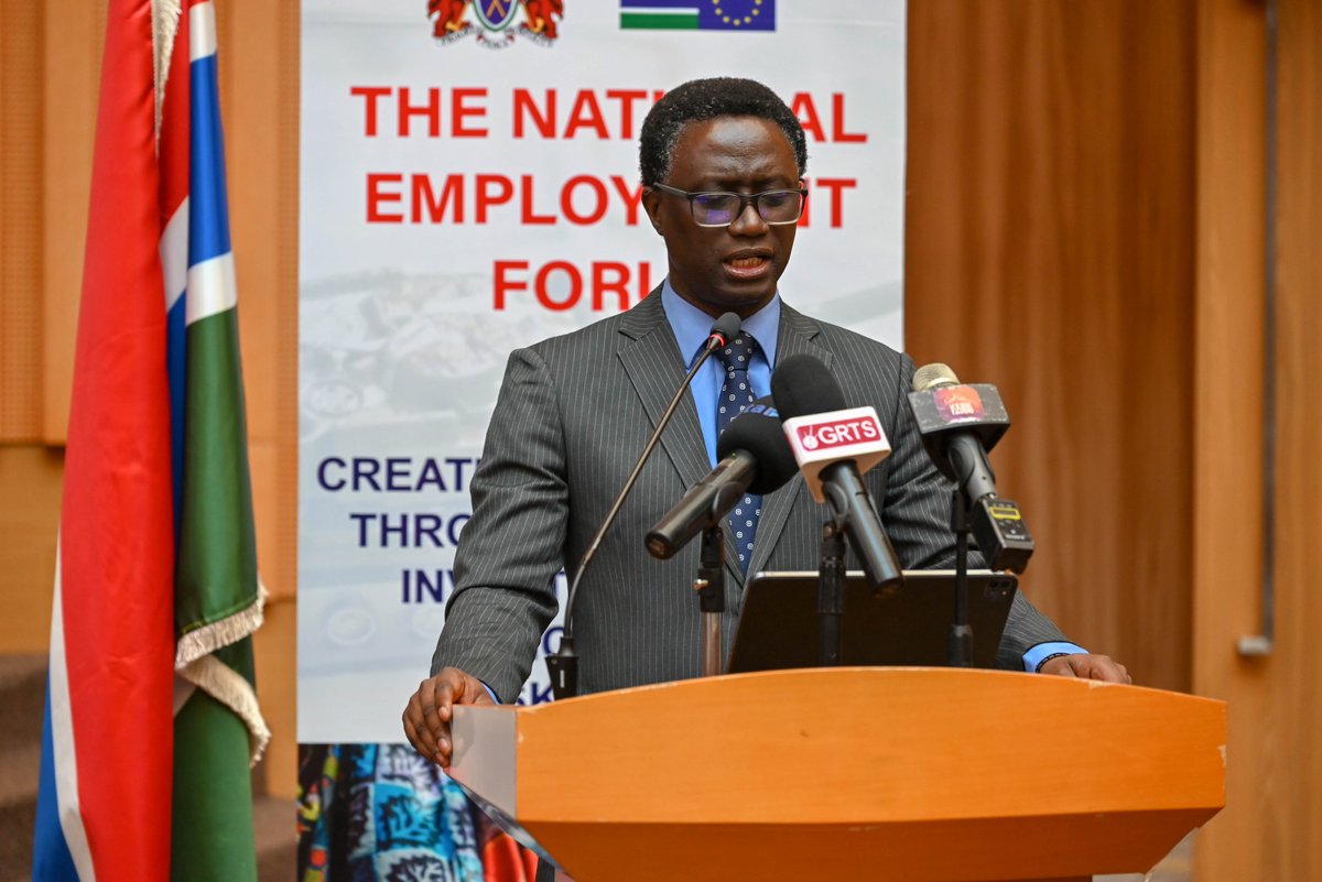 IOMTheGambia's tweet photo. HAPPENING❗️

IOM supported @MoTIEBanjul in organizing National Employment Forum. 

Targeting key stakeholders, the event creates a platform to discuss employment challenges, strategies for opportunities, especially for youth — contributing to achieving the objectives of the NDP. https://t.co/mai047nkV0