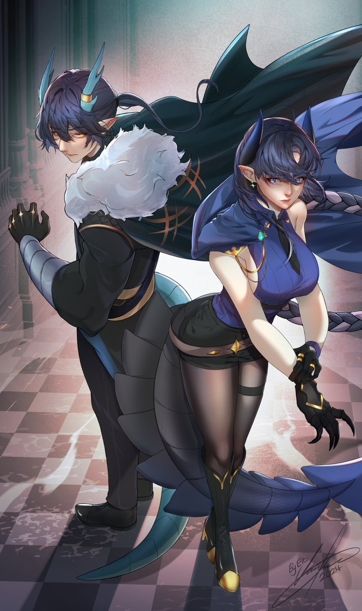 Seiryu_ch's tweet photo. 「POV: You're about to face the strongest power couple in the Multiverse」  

"Rumor has it Seiryū can erase anyone in existence, on the other hand, Yuina will make you wish you were erased in the first place." —Agent Aranea of the Tenryū Kikan 

🎨Artist: @FukuroEito 
#青竜ART https://t.co/N8W50zD727