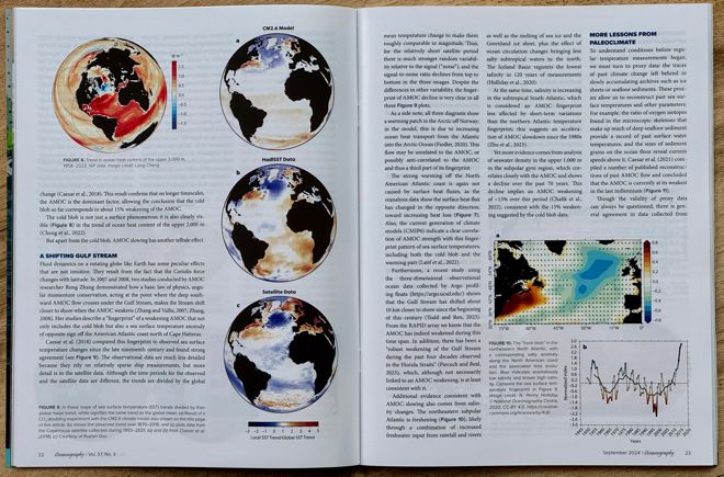 Thrilled to get the analog, glossy, printed magazine edition of my AMOC review article!
You can of course read it open access here:

tos.org/oceanography/a…