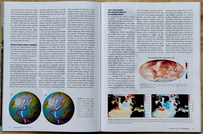 rahmstorf's tweet photo. Thrilled to get the analog, glossy, printed magazine edition of my AMOC review article!
You can of course read it open access here:

https://t.co/gMu6Zw5mR7 https://t.co/16KSuzpxSs