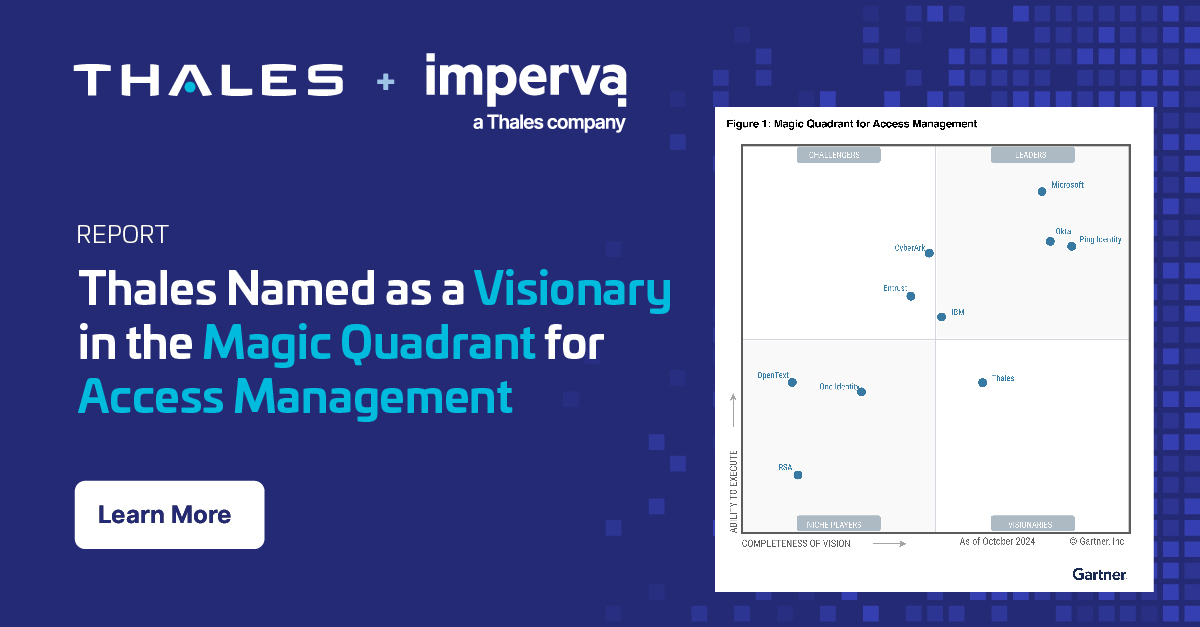 We're delighted that #Gartner has recognized Thales as a Visionary in the 2024 Magic Quadrant for Access Management. 🙌 

Read the report to learn about the key #accessmanagement features offered by Thales and other vendors ⬇️ #GartnerMagicQuadrant

cpl.thalesgroup.com/resources/acce…