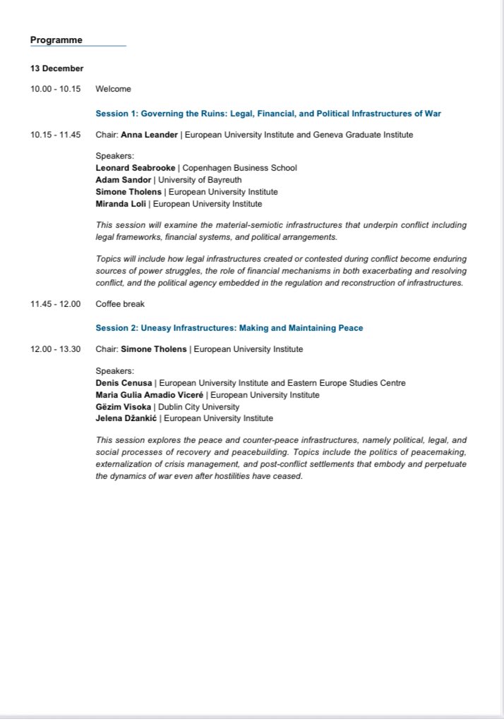 Maria Giulia Amadio (@mariagiuliaama) on Twitter photo Great to be back at the <a href="/EUI_Schuman/">The Robert Schuman Centre</a> for the last workshop of #2024, on #war and infrastructure. Many thanks to @JDzankic <a href="/tholensimone/">Simone Tholens</a> and <a href="/MirandaLoli1/">Miranda Loli</a> for the invitation and for putting this together! 🎄<a href="/EUI_Schuman/">The Robert Schuman Centre</a> <a href="/UniLUISS/">Luiss Guido Carli</a> Great to be back at the <a href="/EUI_Schuman/">The Robert Schuman Centre</a> for the last workshop of #2024, on #war and infrastructure. Many thanks to @JDzankic <a href="/tholensimone/">Simone Tholens</a> and <a href="/MirandaLoli1/">Miranda Loli</a> for the invitation and for putting this together! 🎄<a href="/EUI_Schuman/">The Robert Schuman Centre</a> <a href="/UniLUISS/">Luiss Guido Carli</a>