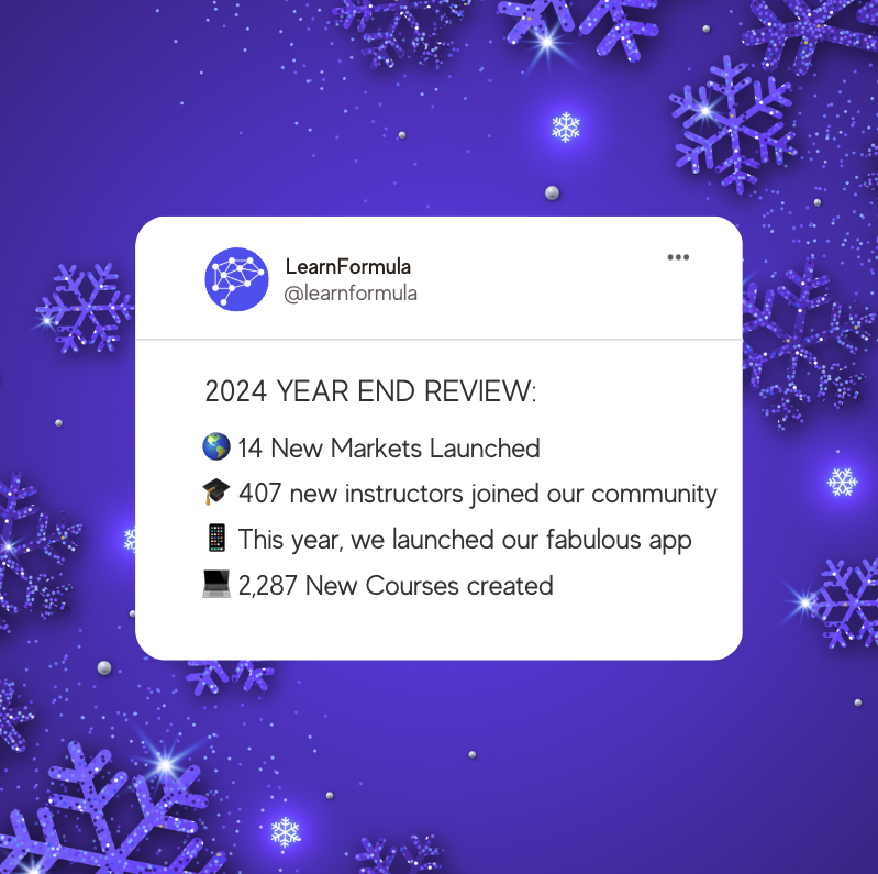 LearnFormula's tweet image. A Year to Remember: Our 2024 Recap 🎉
2024 has been a year of incredible growth, learning, and connection for our community!
None of this would be possible without YOU. Thank you for being part of our journey this year. Here’s to even greater achievements in 2025! 🚀
➡️ Start…