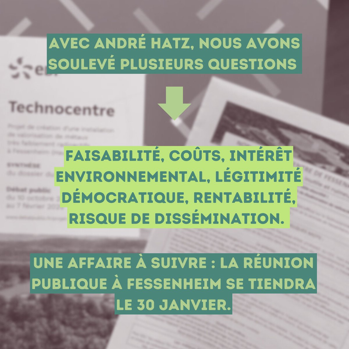 Jacques Fernique (@jacquesfernique) on Twitter photo Depuis le 10 octobre, le débat officiel sur le projet de Technocentre d'EDF à #Fessenheim est organisé par la <a href="/CNDPDebatPublic/">Commission nationale du débat public (CNDP)</a>.
En quelques mots : une usine de recyclage de métaux dits "faiblement radioactifs" près de l'ancienne centrale nucléaire fermée en 2020. Depuis le 10 octobre, le débat officiel sur le projet de Technocentre d'EDF à #Fessenheim est organisé par la <a href="/CNDPDebatPublic/">Commission nationale du débat public (CNDP)</a>.
En quelques mots : une usine de recyclage de métaux dits "faiblement radioactifs" près de l'ancienne centrale nucléaire fermée en 2020.