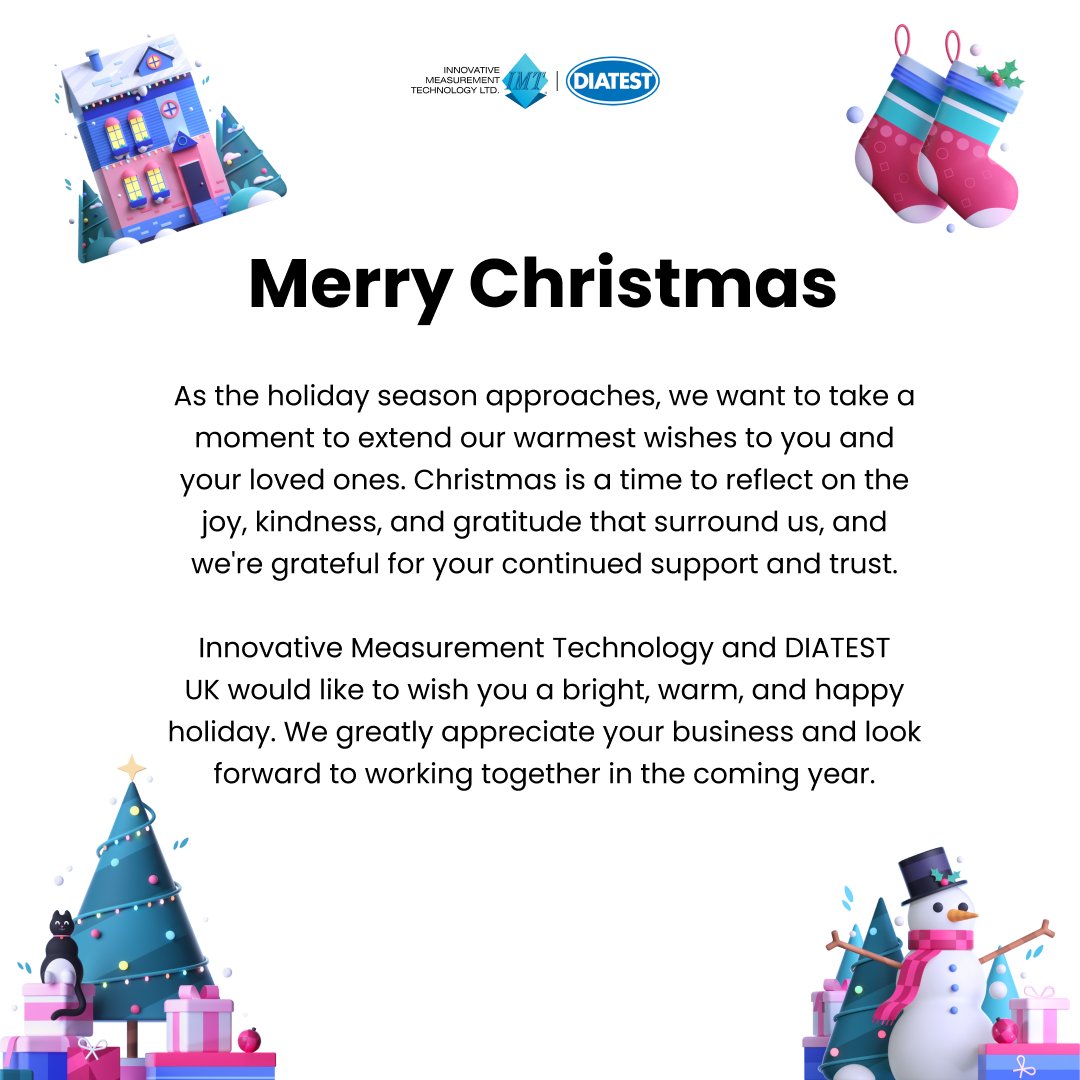 diatestuk's tweet photo. Innovative Measurement Technology and DIATEST Uk would like to wish you a bright, warm, and happy holiday. We greatly appreciate your business and look forward to working together in the coming year.

#merrychristmas #IMT #diatestuk #metrology #innovativemeasurementtechnology https://t.co/kr8PJiQWfY