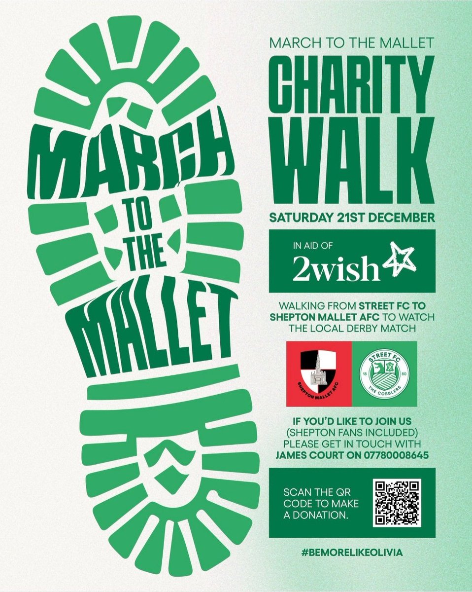 SheptonSnapper's tweet image. There's still time to join the walk. Looking forward to representing @Mallet_AFC in aid of @2wishcymru on behalf of @HarryFoster30 's charity Meeting up with our mates @IanNockolds, @BurrJon12922 and @AS_FootyReview amongst others. Donate via QR. @swsportsnews #MarchToTheMallet