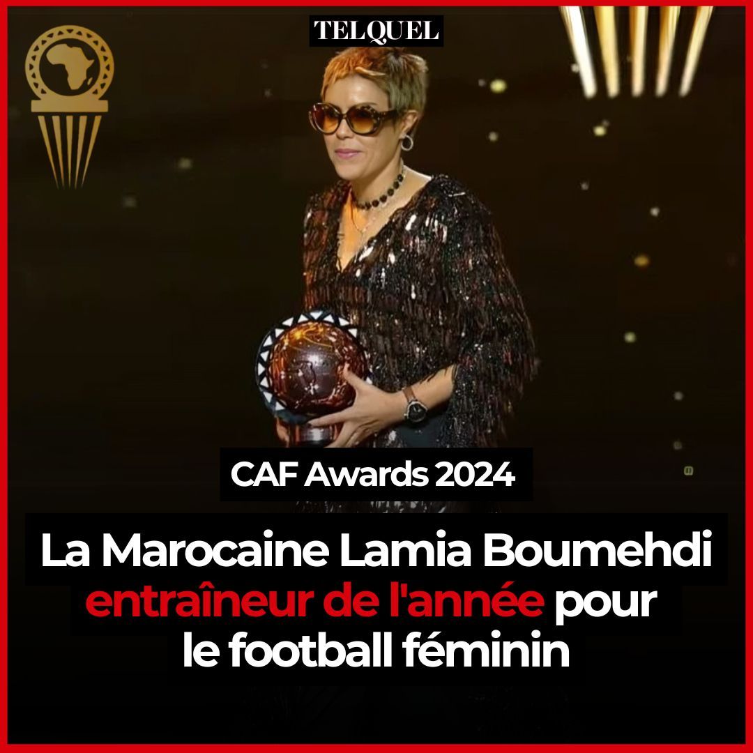 TelQuelOfficiel's tweet photo. La Marocaine Lamia Boumehdi, vainqueur cette année de la Ligue des champions avec le TP Mazembe de la RD Congo, a remporté le prix d'entraîneur de l'année pour le football féminin, lors de la cérémonie des CAF Awards 2024, qui s'est déroulée lundi à Marrakech.

🔗 https://t.co/V5gYwftYQW