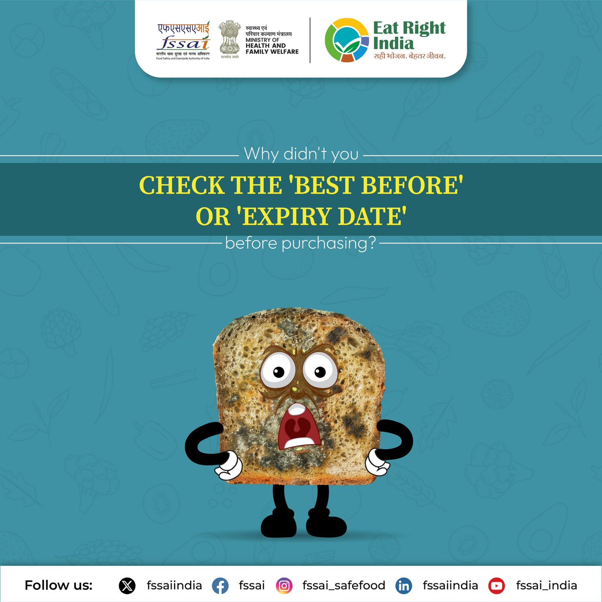fssaiindia's tweet photo. Did you know that healthy eating habits include checking the 'Best Before' or 'Expiry Date' on packaged foods before purchasing? This simple step helps ensure you're consuming fresh and safe products. #EveryLabelSpeaks #FSSAILabel https://t.co/QlKlqutHfh