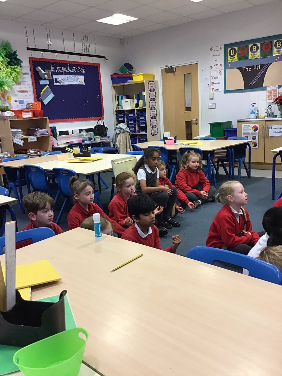 Year 2 engaging well with mindfulness this morning 🧘‍♂️🧘🧘🏽<a href="/YorkeMead/">Yorke Mead Primary  School</a>