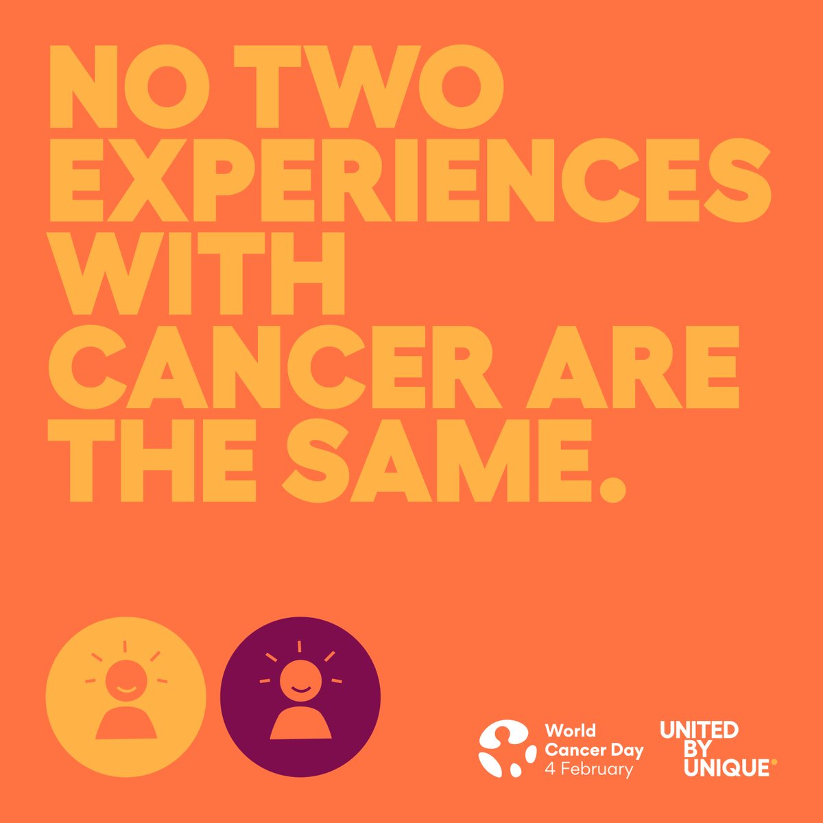No two people experience cancer the same way. That’s why on #WorldCancerDay, 4 February, we’re focusing on care that’s personal, compassionate, and tailored to each individual. Together, we’re #UnitedByUnique.

Find out how you can get involved: worldcancerday.org