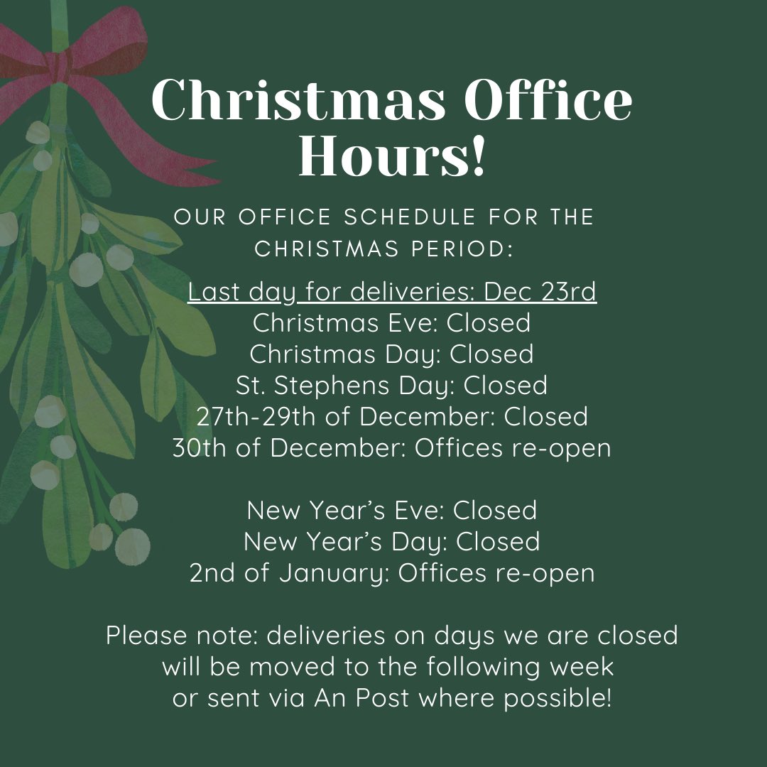 Christmas opening hours! 🎄🌿🎅