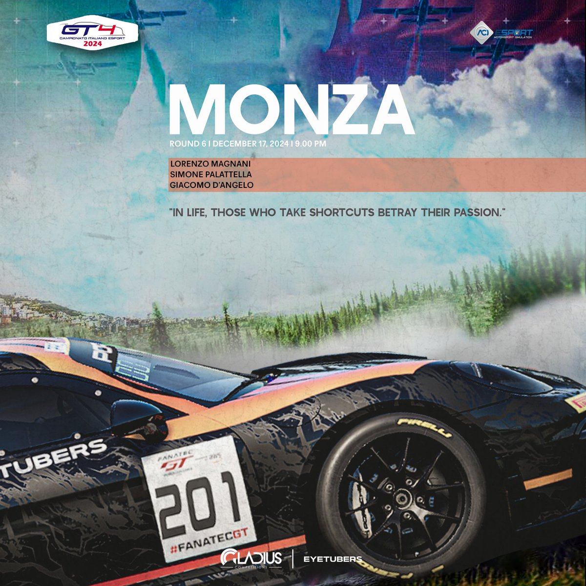 Gladius Competitions (@gladius_c) on Twitter photo "Today we compete for the Italian GT4 title ACI ESport <a href="/drivingitalia/">DrivingItalia.NET</a> Letโs hope the best one wins, as they say.
In life, those who look for shortcuts betray their own passion."
Racing on <a href="/AC_assettocorsa/">Assetto Corsa</a> competizione. #gladiuscompetitions "Today we compete for the Italian GT4 title ACI ESport <a href="/drivingitalia/">DrivingItalia.NET</a> Letโs hope the best one wins, as they say.
In life, those who look for shortcuts betray their own passion."
Racing on <a href="/AC_assettocorsa/">Assetto Corsa</a> competizione. #gladiuscompetitions