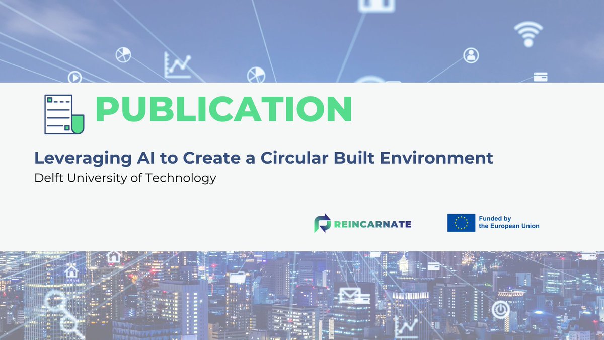 📢 New Publication Alert!
"Leveraging AI to Create a Circular Built Environment" 

Discover how #AI helps extend #building lifecycles, reduce waste &amp; drive #CircularEconomy goals. 

Developed as part of <a href="/ReincarnateEU/">Reincarnate 🇪🇺</a>, 15 AI-driven scenarios showcase sustainable #BuildingReuse.