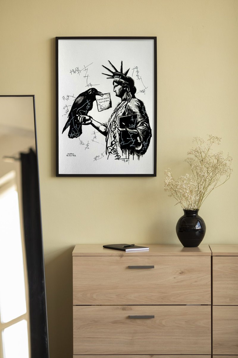 murt_burner's tweet image. #FreedomIllusion #StatueOfLiberty #SocialCommentary #ModernArt #FreedomDebate #murtburner #art