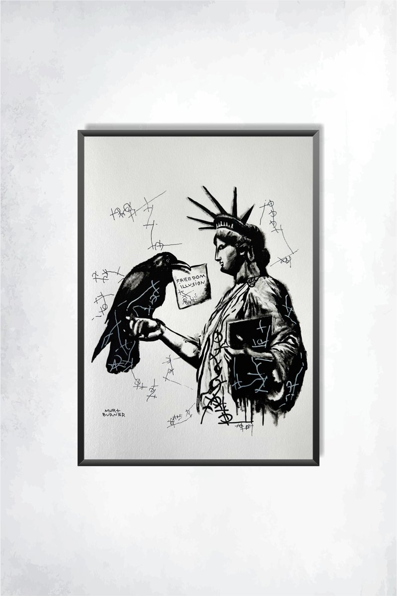 murt_burner's tweet image. #FreedomIllusion #StatueOfLiberty #SocialCommentary #ModernArt #FreedomDebate #murtburner #art