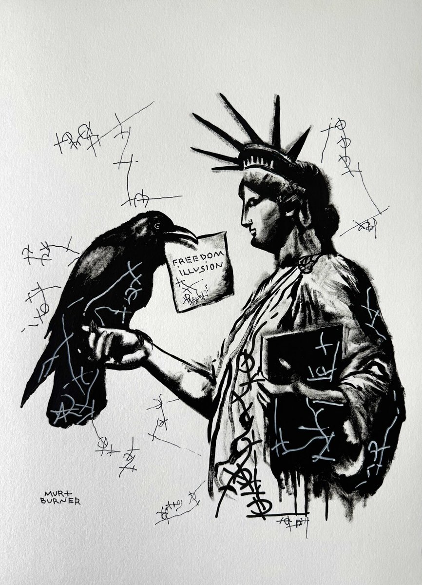 murt_burner's tweet image. #FreedomIllusion #StatueOfLiberty #SocialCommentary #ModernArt #FreedomDebate #murtburner #art
