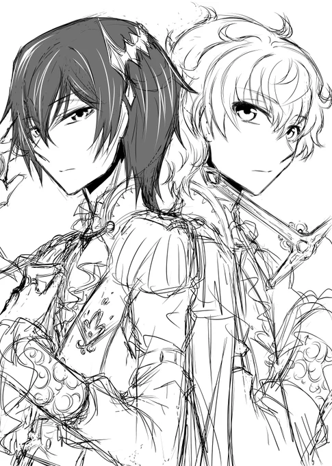 ルルーシュさんとスザクさんの貴族服併せアンケ回答ありがとう(*^^*)💗
黒✕白に決定!それでどっちがどっちがいいでしょう?
またもアンケ(;'∀`)
ラフをガサガサ描いてみたけど絵変わるかも?
左肩マントになってます
耳に繋ぐイヤーカフ付ける予定
#コードギアス #ルルーシュ #枢木スザク #geassp 