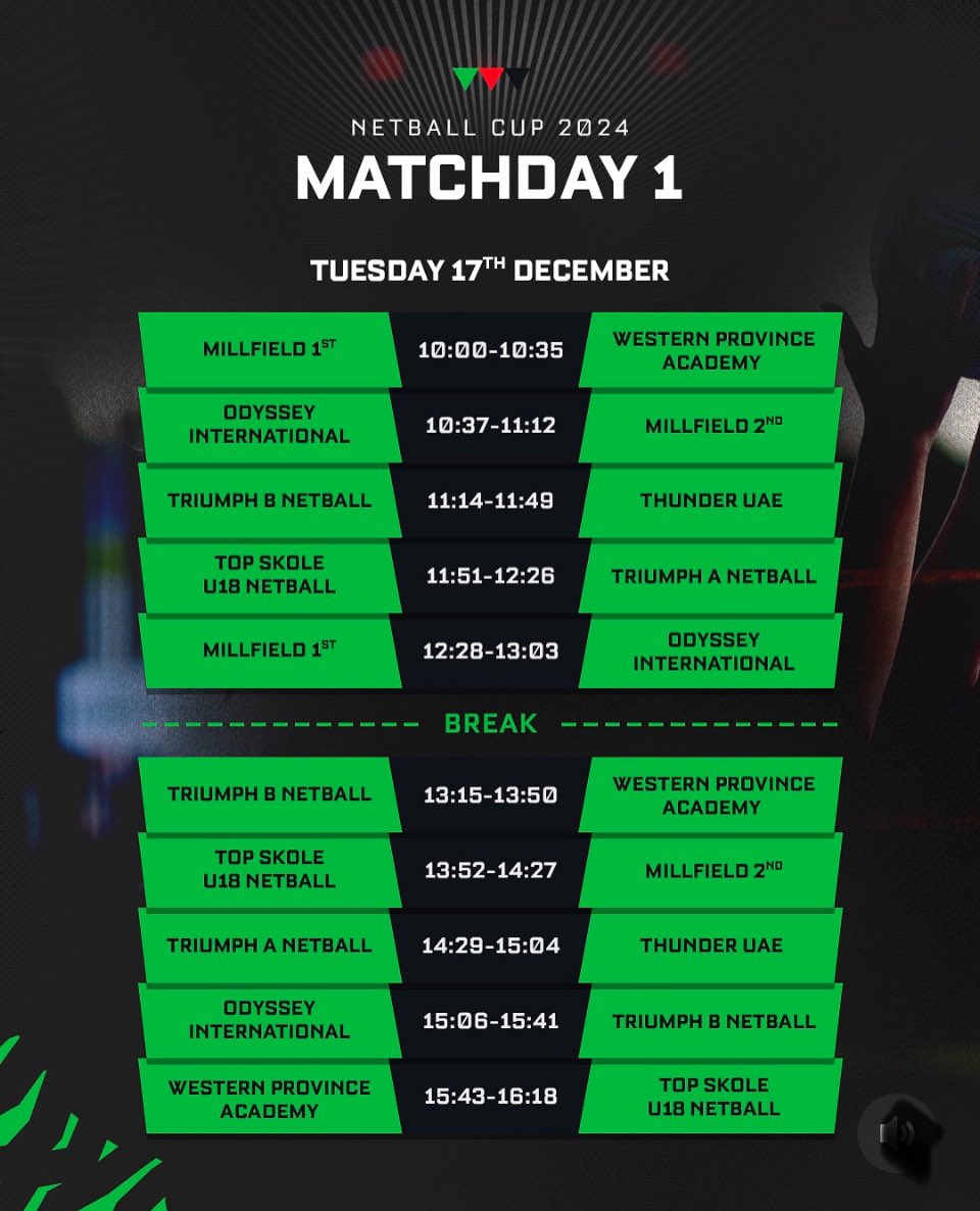 💥GAME DAY

Millfield Netball take on the World Schools Festival in Abu Dhabi!  Check out our Day 1 Match Schedule and don’t miss a moment - tune in via the livestream link ( NB Abu Dhabi is 4 hours ahead of GMT).
⏯️ tinyurl.com/4tz43atp