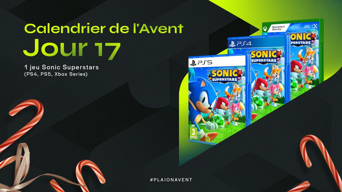 PLAION_FR's tweet image. 🎁 #PLAIONAvent - Jour 17 🎁

On passe à la vitesse supérieure avec notre jeu concours #SonicSuperstars 🦔💨

Pour participer :
✅ Follow @PLAION_FR
🔁 RT ce post
✍️Commentez la plateforme de votre choix (PS5, PS4, Xbox)

3 gagnants
TAS le 09/01

#CalendrierAvent #Giveaway