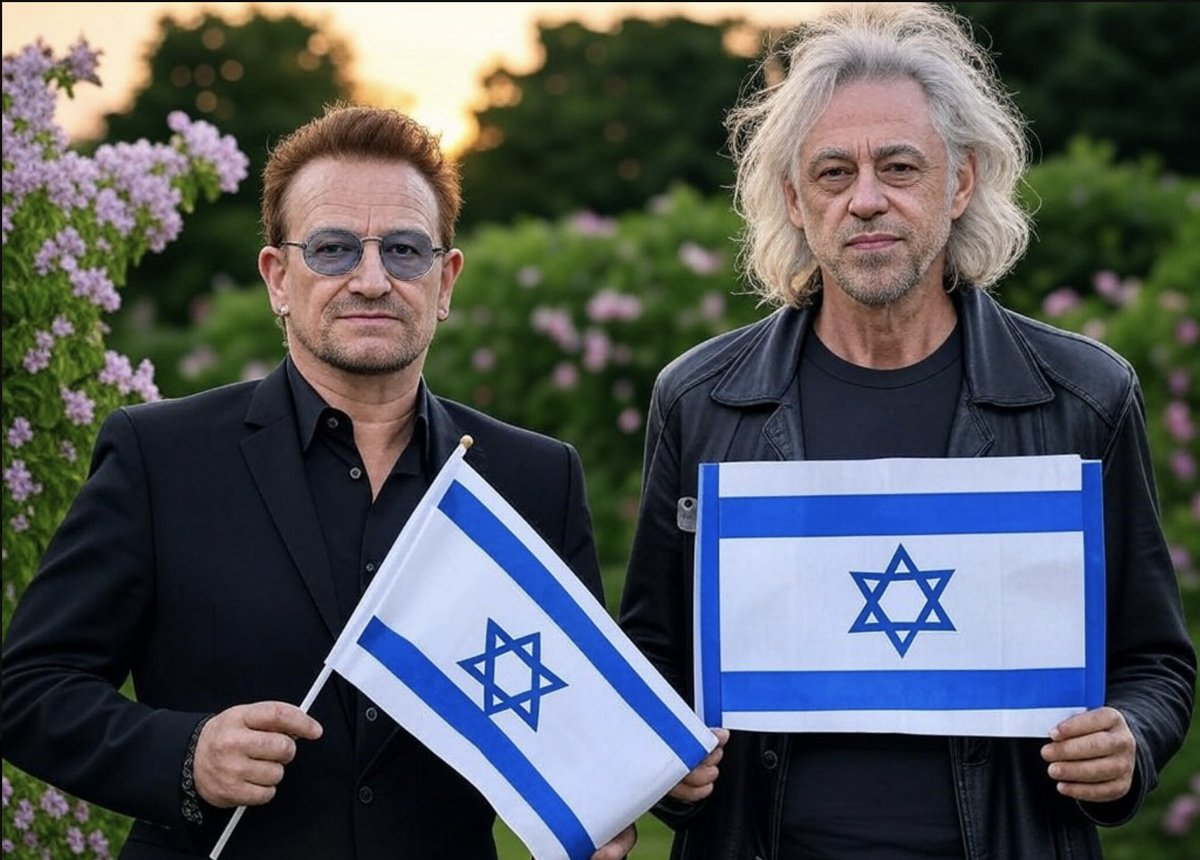 manelmarquez's tweet photo. Un par de criminales sionistas.
Bono y Bob Geldof organizan una vigilia de "dos personas" frente a la embajada del estado criminal de #Israel en Dublín #Irlanda
O con las víctimas o con los asesinos. Estos dos imbéciles han elegido apoyar a los asesinos. https://t.co/PytfddNXox