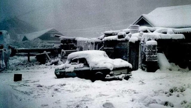 During a cold spell in 1947, in the town of Snag (Yukon) where the temp reached -83f (-63.9c) you could hear people speaking 4 miles away, along with other phenomena such as people's breath turning to powder and falling straight to the ground and river ice booming like gunshots