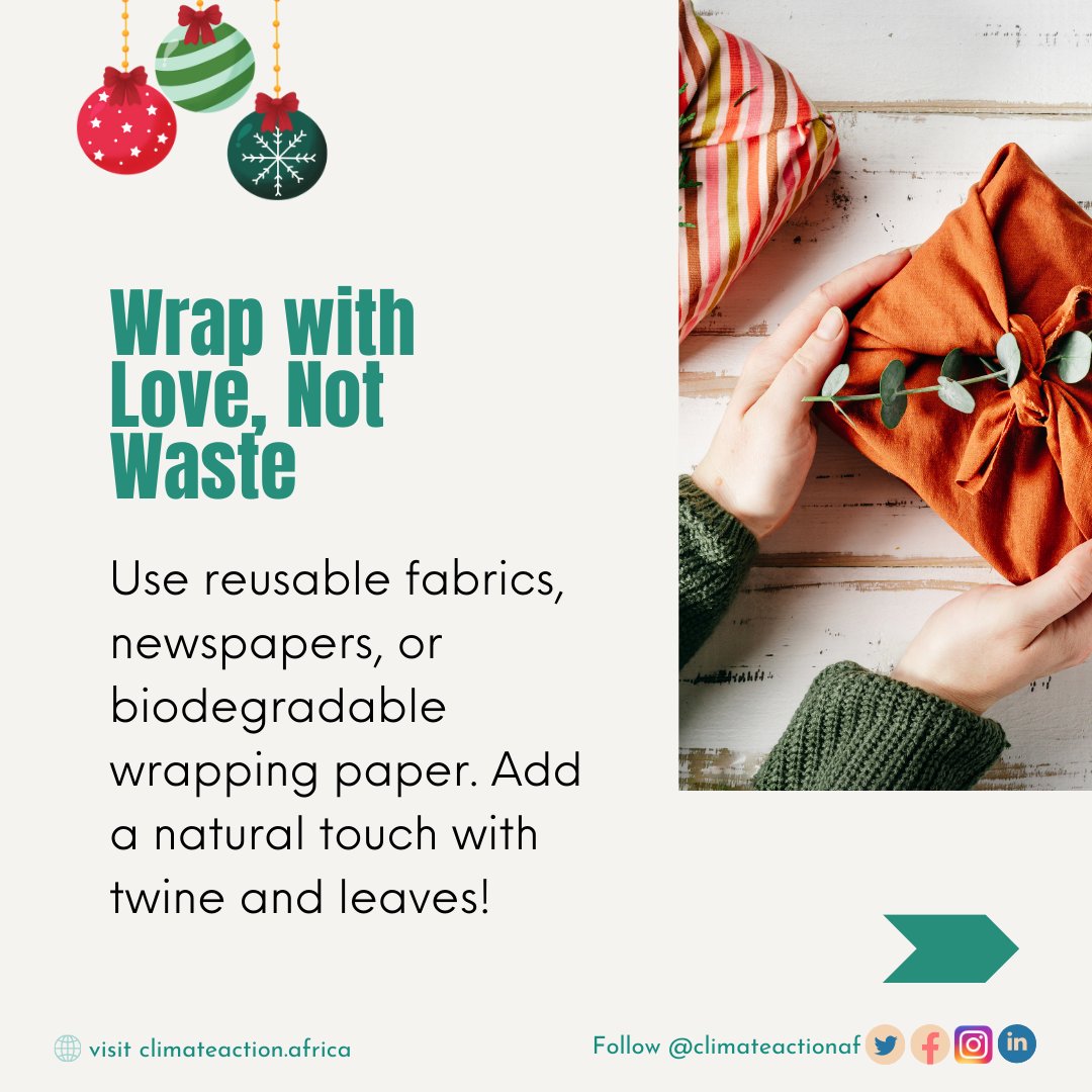 climateactionaf's tweet photo. 🎄Here are simple and impactful tips to help you celebrate sustainably this season.

Swipe to explore ways to spread holiday cheer while protecting Mother Earth.
Which tip will you try first? Tell us in the comments!

#EcoFriendlyChristmas #GreenXmas  #MerryChristmas https://t.co/avKeCFRy3Y