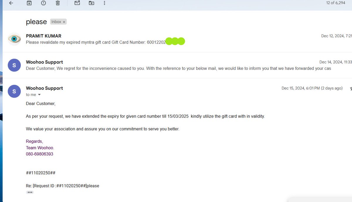 Pramit_magic's tweet photo. @MyntraSupport @myntra Sir my myntra gift  card   got expired and got deducted from  my myntra credit balance. I had raised a request in woohoo and they  have extended the validity of the said gift card. Still it is not  reflecting in my myntra credit.. Please help me. https://t.co/CcRM76SJ9H