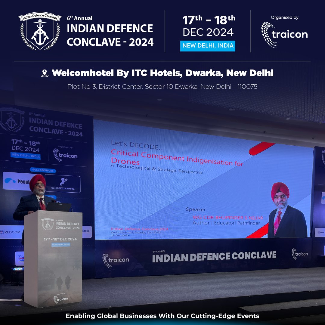 TraiCon_Events's tweet photo. 🚨 Drones are the future of warfare, but are we ready to build them ourselves?
Wg Cdr Bhupinder S. Nijjar (Retd) is here to answer this at #6thAnnualIndianDefenceConclave!
#MODINDIA #DefenceInnovation #DroneWarfare #AtmanirbharBharat #DefenceIndia #IDC2024 #traiconevents https://t.co/UUIQ4ph6UF