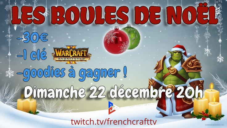 Quoi de mieux qu'un tournoi avec des cadeaux pour fêter Noël ! FrenchCraft lance "Les Boules de Noël", à retrouver ce dimanche 22 décembre dès 20h. Inscris-toi, c'est par là : french-craft.com/tournoi-les-bo…