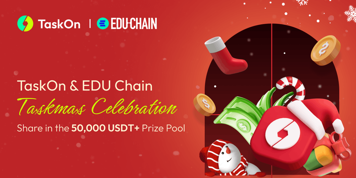 Join the #Taskmas celebration with <a href="/opencampus_xyz/">Open Campus</a> &amp; <a href="/taskonxyz/">TaskOn | Ultimate Web3 Community Growth Platform</a> and celebrate a year of learning and growth!

Win your share of 1,000 EDU—50 lucky winners will take home this festive treat.

Don’t miss out—take part today!

rewards.taskon.xyz/quest/542302774