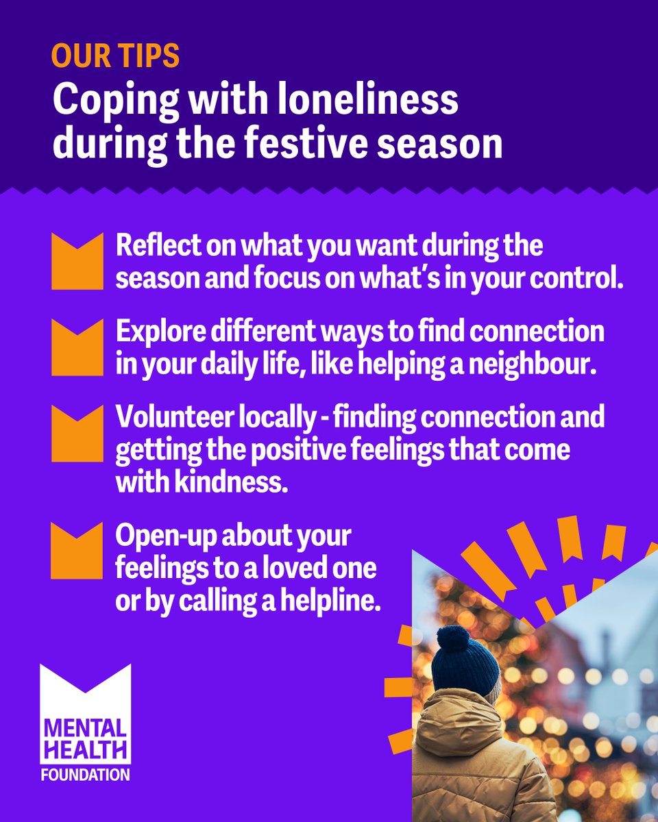 Many of us experience loneliness during the holidays. And we can feel lonely whether we’re with others or not. 💜

Read our tips:  bit.ly/3VARyKd