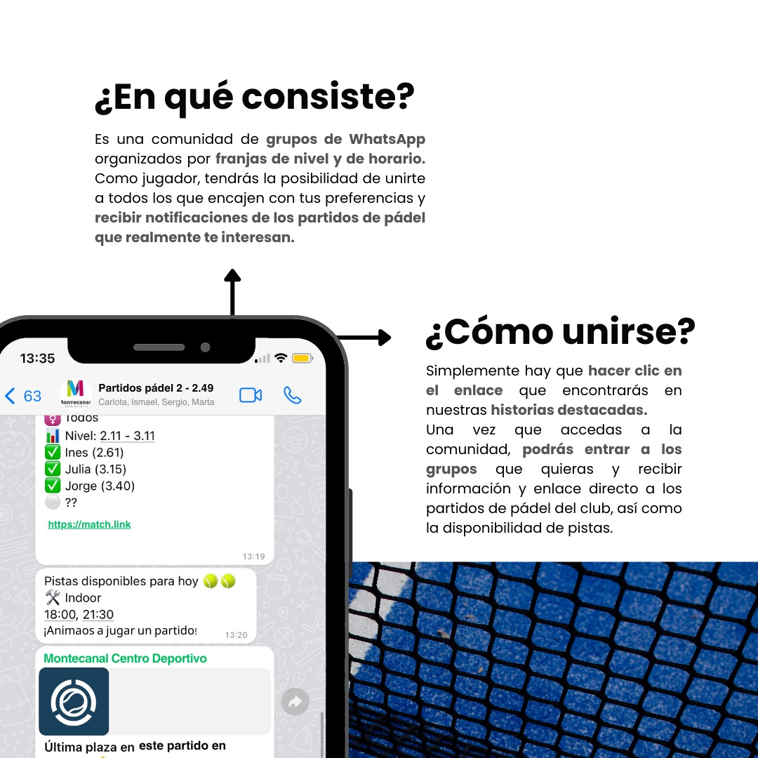 🎾 ¡Juega al pádel con gente de tu nivel! ⚡
Únete a nuestra comunidad de WhatsApp 👥: grupos organizados por niveles y horarios 🕒. Solo recibirás info de partidos que te interesen 🎯.
📲 Accede desde el enlace en nuestras historias y en s.mtrbio.com/sazbudvnjc

#Pádel