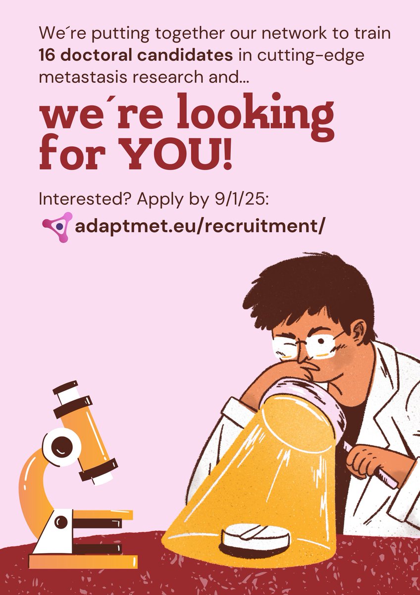 📢Our Growth Control &amp; #Cancer #Metastasis Lab (led by Dr. <a href="/RogerGom1/">GomisLab</a>) is offering 2 fully funded #PhD fellowships under the EU project 
<a href="/adaptmet/">Adaptmet</a>.
  
➡️shorturl.at/onxce