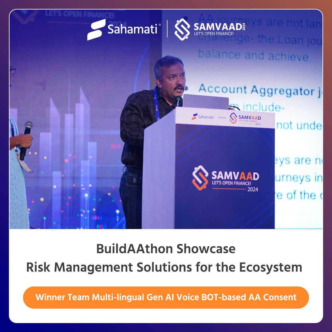sahamati's tweet image. Presentation by BuildAAthon Winners - Risk Management Solutions for the Ecosystem🌟
#SahamatiBuildAAthon #RiskManagement #VoiceTechnology #OpenFinance #FinancialInclusion