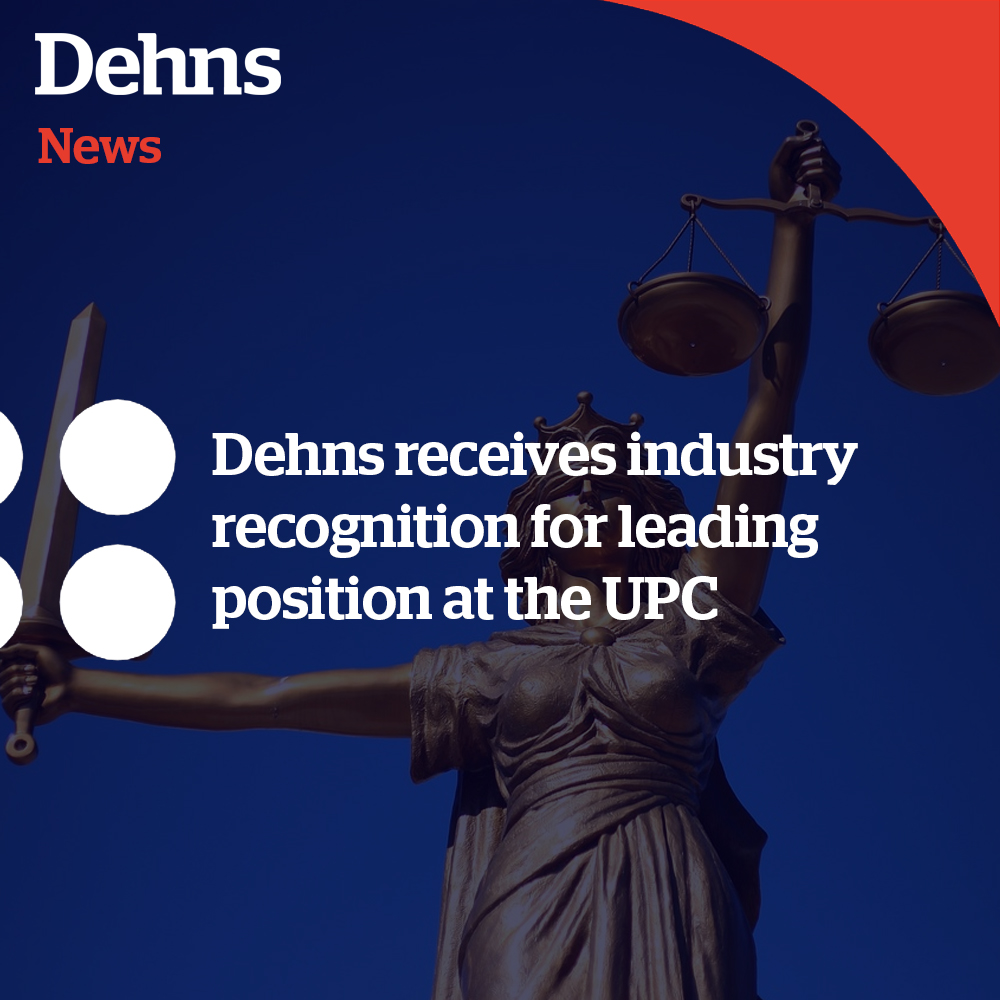 Dehns continues to receive recognition for its leading position at the UPC. Following our strong performance in the JUVE Patent UPC rankings, we're pleased to have been recognised in their article, "UK firms secure considerable slice of the UPC cake." bit.ly/3ZUZQ29