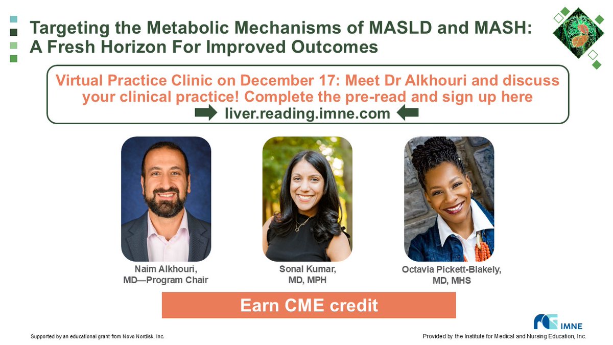 Institute for Medical and Nursing Education (IMNE) (@imneforcme) on Twitter photo It’s almost time for the final Practice Clinic in our #MASLD and #MASH series! Meet the expert <a href="/AlkhouriNaim/">Naim Alkhouri</a> and discuss your clinical practice – Tuesday December 17 at 8pm Eastern. Click through to complete the pre-read and sign up 👉 liver.reading.imne.com It’s almost time for the final Practice Clinic in our #MASLD and #MASH series! Meet the expert <a href="/AlkhouriNaim/">Naim Alkhouri</a> and discuss your clinical practice – Tuesday December 17 at 8pm Eastern. Click through to complete the pre-read and sign up 👉 liver.reading.imne.com