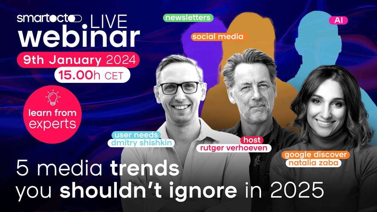 𝗛𝗼𝘄 𝘀𝗵𝗼𝘂𝗹𝗱 𝘆𝗼𝘂 𝗱𝗲𝗮𝗹 𝘄𝗶𝘁𝗵 𝘁𝗵𝗲 𝗴𝗿𝗼𝘄𝗶𝗻𝗴 𝗶𝗻𝗳𝗹𝘂𝗲𝗻𝗰𝗲 𝗼𝗳 𝗚𝗼𝗼𝗴𝗹𝗲 𝗗𝗶𝘀𝗰𝗼𝘃𝗲𝗿❓ 

We'll be putting that question to Natalia Żaba from the Google News Initiative in a webinar you won't want to miss.

Sign up now: smartocto.com/webinar/5-medi…