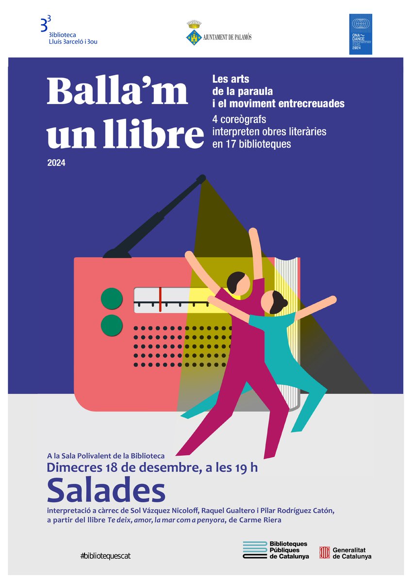 🎶 Aquesta setmana tanquem amb l'àlbum #Salicòrnia" de la cantautora <a href="/montsecastella/">montse castellà espuny</a>, amb motiu de l'espectacle "Salades", l'adaptació a dansa del llibre "Te deix, amor, la mar com a penyora" de Carme Riera
📌 Dimecres 18, a les 19 h
ℹ️infopalamos.cat/esdeveniment/b…
#Ballamunllibre