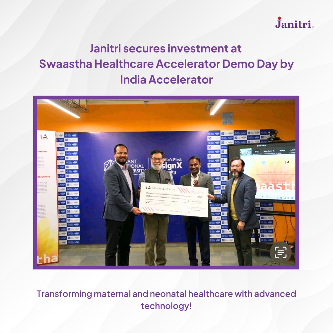 janitri_innovat's tweet image. Exciting news! Janitri has secured investment from India Accelerator to further empower expecting mothers with tech for better pregnancy care. 
Thanks to the 20 mentors and Anant National University for their guidance!

#Janitri #Investment #IndiaAccelerator #PregnancyCare