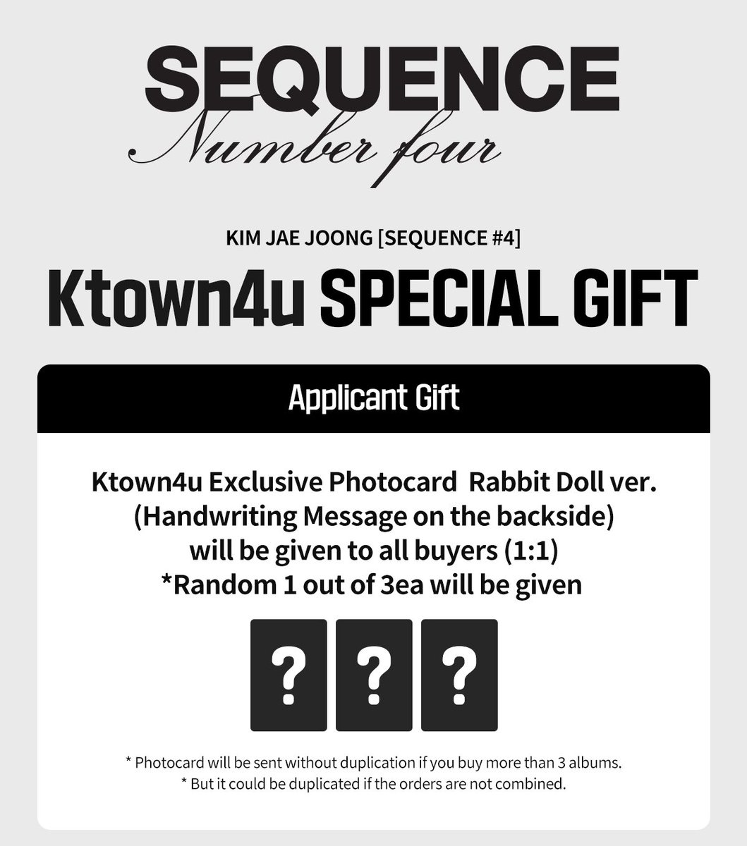 alwayswithKJJ's tweet photo. [KIM JAEJOONG GLOBAL FAN UNION x @Ktown4u_com]

ph group order:
- random ver: ₱550
- 2 album set: ₱1100

DOO: 12/24, 10pm
DOP: 50% upon order, rembal once otw to the ph
eta: neta

dm us for order! 🤍 #JAEJOONG #SEQUENCE_4 #김재중 #ジェジュン https://t.co/KeY1Wm743D