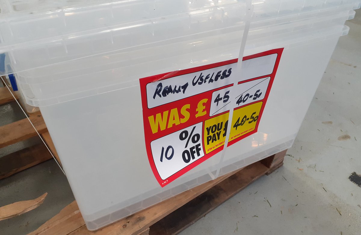 Morale is clearly and understandably low at the Morecambe, Lancashire Homebase, which will shortly close its doors for good. These are “Really USEFUL” boxes.