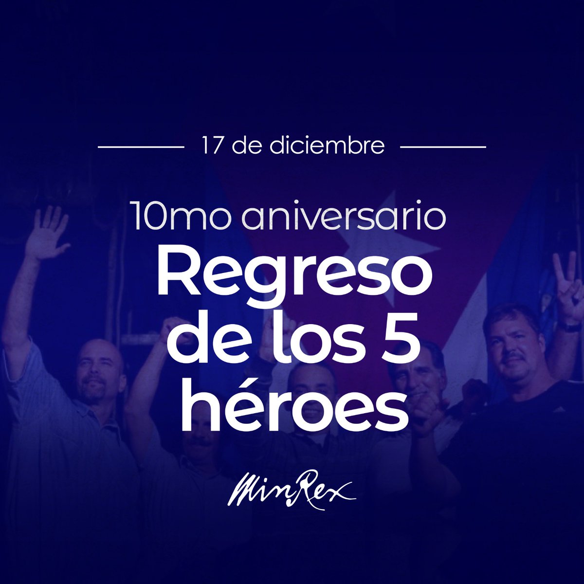 Son 10 años del regreso a #Cuba de Gerardo, Antonio y Ramón, 3 de los 5 Héroes que por más de 16 años estuvieron presos en EEUU por defender a su Patria del terrorismo organizado y financiado desde ese país.

El pueblo cubano, que tanto luchó por su regreso, celebra este día.