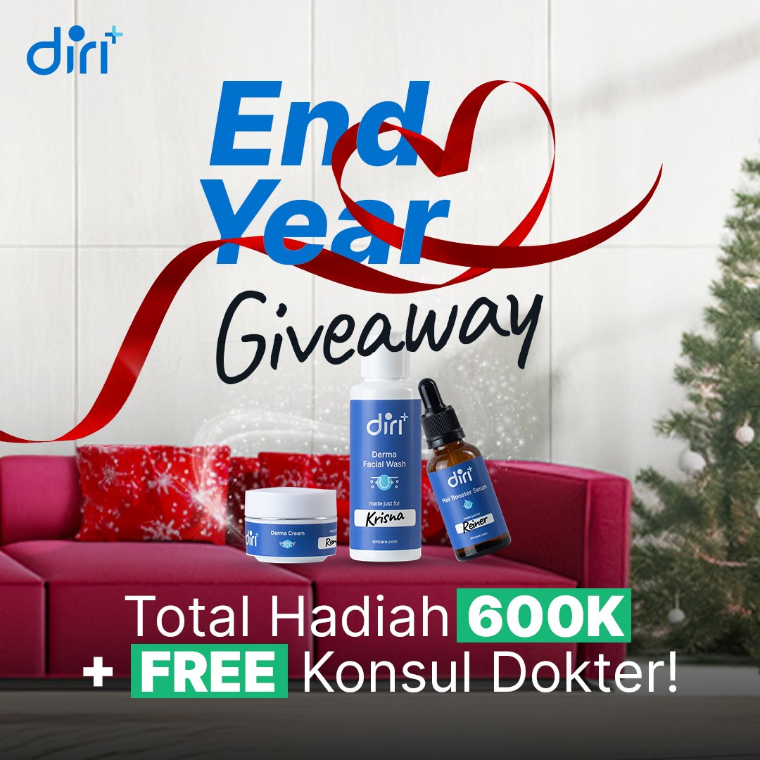 DiriCare_'s tweet photo. ‼️GIVEAWAY ALERT‼️

Dipenghujung tahun ini, Mindi mau bagi-bagi voucher untuk dapetin Customized Diri+ Product worth to 600K!😍 Caranya gampang banget, kamu bisa check detailsnya dibawah yaa #BestieDiri💙

Kalo resolusi 2025 Mindi sih punya rambut lebat &amp; kulit bebas jerawat✨️ https://t.co/cxESvPWCrV